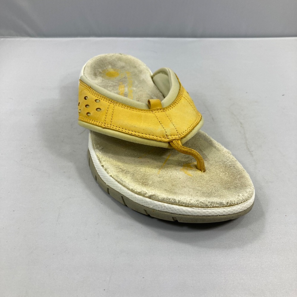 Mephisto Womens Sandals 40 Yellow Slip On Thongs Casual Beach Shock Absorber